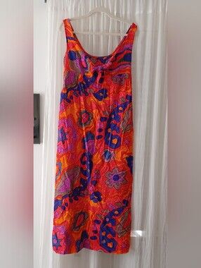 Vibrant 70s Barkcloth Summer Maxi